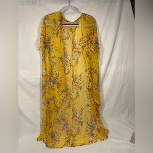 American Eagle Outfitters Yellow Floral Kimono